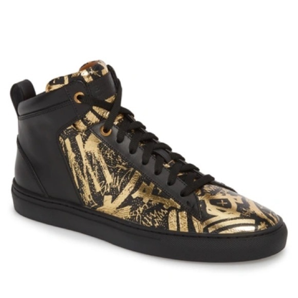 Bally Men’s Hedo Graffiti Leather High Top Sneakers Size 9.5 - Picture 1 of 16